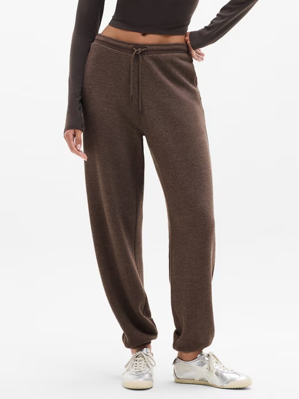 Athleta 2035 Tranquil Mid Rise Knit Waffle Joggers